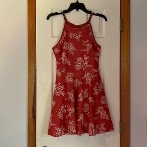 Floral patterned halter neckline mini dress